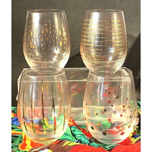 Mikasa Other - Mikasa Cheers Metallic Gold Stemless Wine Glasses Set of Four NWOB